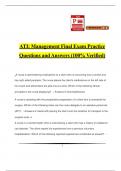 ATI: Management Final Exam Practice Questions and Answers (100% Verified)