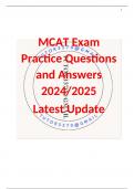 MCAT Exam Practice Questions and Answers 2024/2025 Latest Update