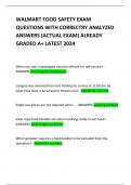 WALMART FOOD SAFETY EXAM QUESTIONS WITH CORRECTRY ANALYZED ANSWERS (ACTUAL EXAM) ALREADY GRADED A+ LATEST 2024       