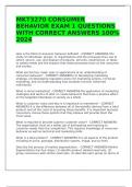 MKT3270 CONSUMER BEHAVIOR EXAM 1 QUESTIONS WITH CORRECT ANSWERS 100% 2024