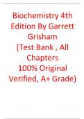 Test Bank For Biochemistry 4th Edition By  Garrett, Grisham