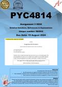 PYC4814 Assignment 3 (COMPLETE ANSWERS) 2024 (580562) - DUE 15 August 2024