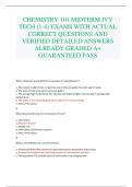 CHEMISTRY 101 MIDTERM IVY TECH (1-4) EXAMS WITH ACTUAL CORRECT QUESTIONS AND VERIFIED DETAILED ANSWERS ALREADY GRADED A+ GUARANTEED PASS