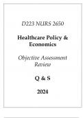 (WGU D223) NURS 2650 Healthcare Policy & Economics Objective Assessment Review Q & S