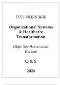 (WGU D221) NURS 3630 Organizational Systems & Healthcare Transformation Objective Assessment