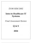 (WGU D190) HIM 2002 Intro to Healthcare IT Systems Final Assessment Review Q & S 2024