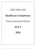 (WGU C807) HIM 3215 Healthcare Compliance Final Assessment Review Q & S 2024