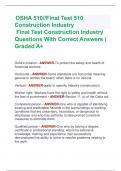 OSHA 510//Final Test 510  Construction Industry Final Test Construction Industry  Questions With Correct Answers |  Graded A+