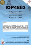 IOP4863 Assignment 3 (COMPLETE ANSWERS) 2024 (748422) - DUE 25 July 2024 