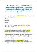 Nur 210 Exam 1 | Principles of Pharmacology Exam| Questions and Verified Answers| Grade A+| Galen