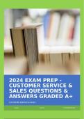 2024 EXAM PREP - CUSTOMER SERVICE & SALES QUESTIONS & ANSWERS GRADED A+