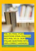 PHIL 341 FINAL STUDY QUESTIONS (FINAL EXAM FOR WCU PHIL 341 Dr. BURT STILLAR) QUESTIONS WITH 100% CORRECT ANSWERS!!