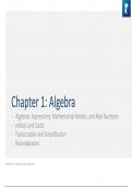 Chapter 1 Algebra Questions with 100% Actual correct answers | verified | latest update | Graded A+ | Already Passed | Complete Solution 2024 - 2025