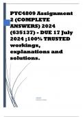 PYC4809 Assignment 2 (COMPLETE ANSWERS) 2024 (635137) - DUE 17 July 2024 Course Therapeutic Psychology (PYC4809) Institution University Of South Africa (Unisa) Book Therapeutic Approaches in Psychology