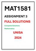 MAT1581 Assignment 3 Complete Solutions UNISA 2024 Engineering Mathematics