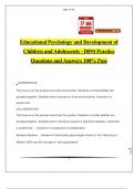 Educational Psychology and Development of Children and Adolescents - D094 Practice Questions and Answers 100% Pass