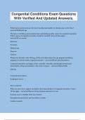 Congenital Conditions Exam Questions With Verified And Updated Answers.