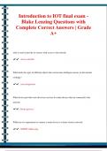 Introduction to IOT final exam - Blake Lenzing Questions with  Complete Correct Answers | Grade  A+