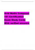 Avid Media Composer  101 Certification  Exam Study Cards With verified answers