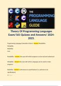 Theory Of Programming Languages Exam/161 Quizzes and Answers/ 2024-2025