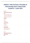 NUR210 | NUR 210 Exam 2 Principles of Pharmacology Exam 2 Study Guide Graded A+ | Latest 2024