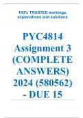 Exam (elaborations) PYC4814 Assignment 3 (COMPLETE ANSWERS) 2024 (580562) - DUE 15 August 2024 •	Course •	Community Psychology: Ecologies of Knowledge (PYC4814) •	Institution •	University Of South Africa (Unisa) •	Book •	Community Psychology PYC4814 Assig