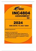 INC4804 Assignment 02 Questions for Assignment 02 1.1 Read the Education White paper 6 (Department of Education 2001: 16) and answer the following questions: 1.1.1 What are the two qualities in paragraph1.4.1 which describe learner diversity?