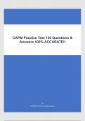 CAPM Practice Test 150 Questions & Answers 100% ACCURATE!!