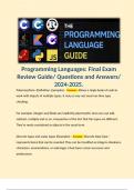 Programming Languages: Final Exam Review Guide/ Questions and Answers/ 2024-2025. 