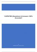 CAPM PMI ||Questions & Answers 100% Accurate!!