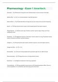 Pharmacology - Exam 1 Ameritech Questions + Answers Graded A+