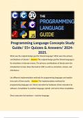 Programming Language Concepts Study Guide/ 55+ Quizzes & Answers/ 2024-2025.