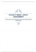 ETH/321T WEEK 1 APPLY ASSIGNMENT WITH ACCURATE ANSWERS|VERIFIED EXAM RESOURCE