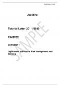 Tutorial Letter 201/1/2020  FIN3702  Semester 1  Department of Finance, Risk Management and Banking