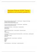      Business Edexcel GCSE Theme 1 questions and answers graded A+.