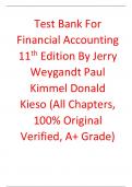 Test Bank for Financial Accounting 11th Edition By Jerry Weygandt, Paul Kimmel, Donald  Kieso (All Chapters, 100% Original Verified, A+ Grade)