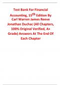 Test Bank for Financial Accounting 15th Edition By Carl Warren, James Reeve, Jonathan Duchac (All Chapters, 100% Original Verified, A+ Grade)