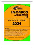 INC4805 ASSIGNMENT 04 DUE 18 JULY 2024 QUESTIONS......SOLUTIONS....ASSISTANCE..0*7*6*4*0*3*1*2*2*9...ANSWERS Provide a detailed discussion of the methods you plan to use to investigate the research problem you have identified. This assignment requires you