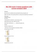  Bio 252 exam 2 study questions with correct answers 2024