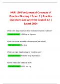 NUR 160 Fundamental Concepts of Practical Nursing II Exam 1 | Practice Questions and Answers Graded A+ | Latest 2024