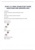  HTHS 1111 FINAL EXAM STUDY GUIDE QUESTIONS AND ANSWERS 2024