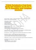 TCDHA Periodontics Final Exam Study-Set Chapters 14,15,16,17, 20, 21 Questions with Complete Solutions