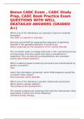 Bonus CADC Exam , CADC Study Prep, CADC Book Practice Exam QUESTIONS WITH WELL DEATAILED ANSWERS (GRADED A+)