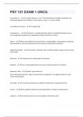 PSY 121 EXAM 1 UNCG QUESTIONS & ANSWERS VERIFIED 100% CORRECT, GRADED A+