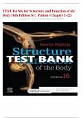 TEST BANK for Structure and Function of the Body 16th Edition by: Patton (Chapter 1-22)||Updated 2024