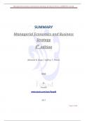 Managerial Economics and Business Strategy. By Baye & Prince. SUMMARY