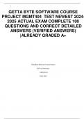 GETTA BYTE SOFTWARE COURSE PROJECT MGMT404 TEST NEWEST 2024-2025 ACTUAL EXAM COMPLETE 100 QUESTIONS AND CORRECT DETAILED ANSWERS (VERIFIED ANSWERS) |ALREADY GRADED A+