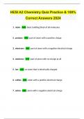 HESI A2 Chemistry Quiz Practice & 100% Correct Answers 2024/2025