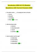 Vocabulary HESI A2 V2 (Retake) Questions with Correct Answers 2024