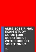 ALHS 1011 FINAL EXAM STUDY GUIDE |100 QUESTIONS | WITH CORRECT SOLUTIONS!!